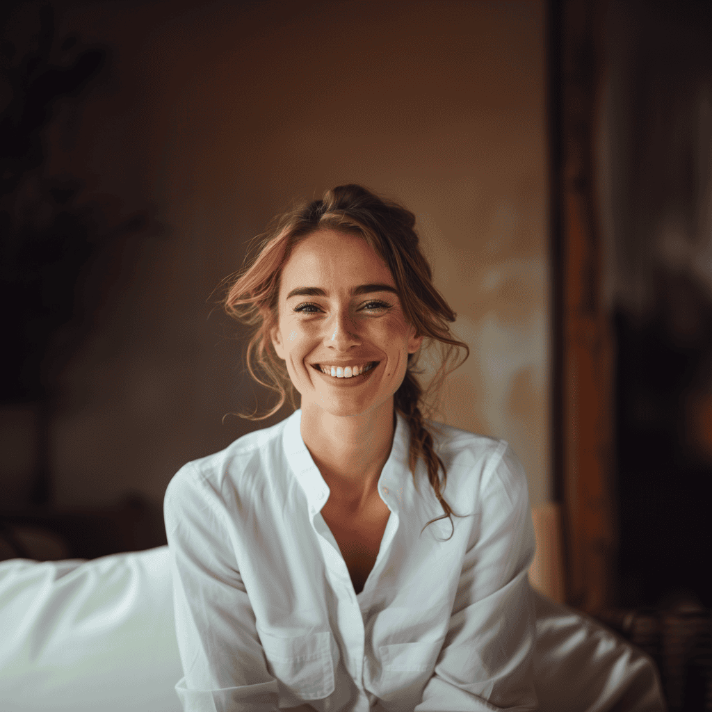 a woman smiling at camera