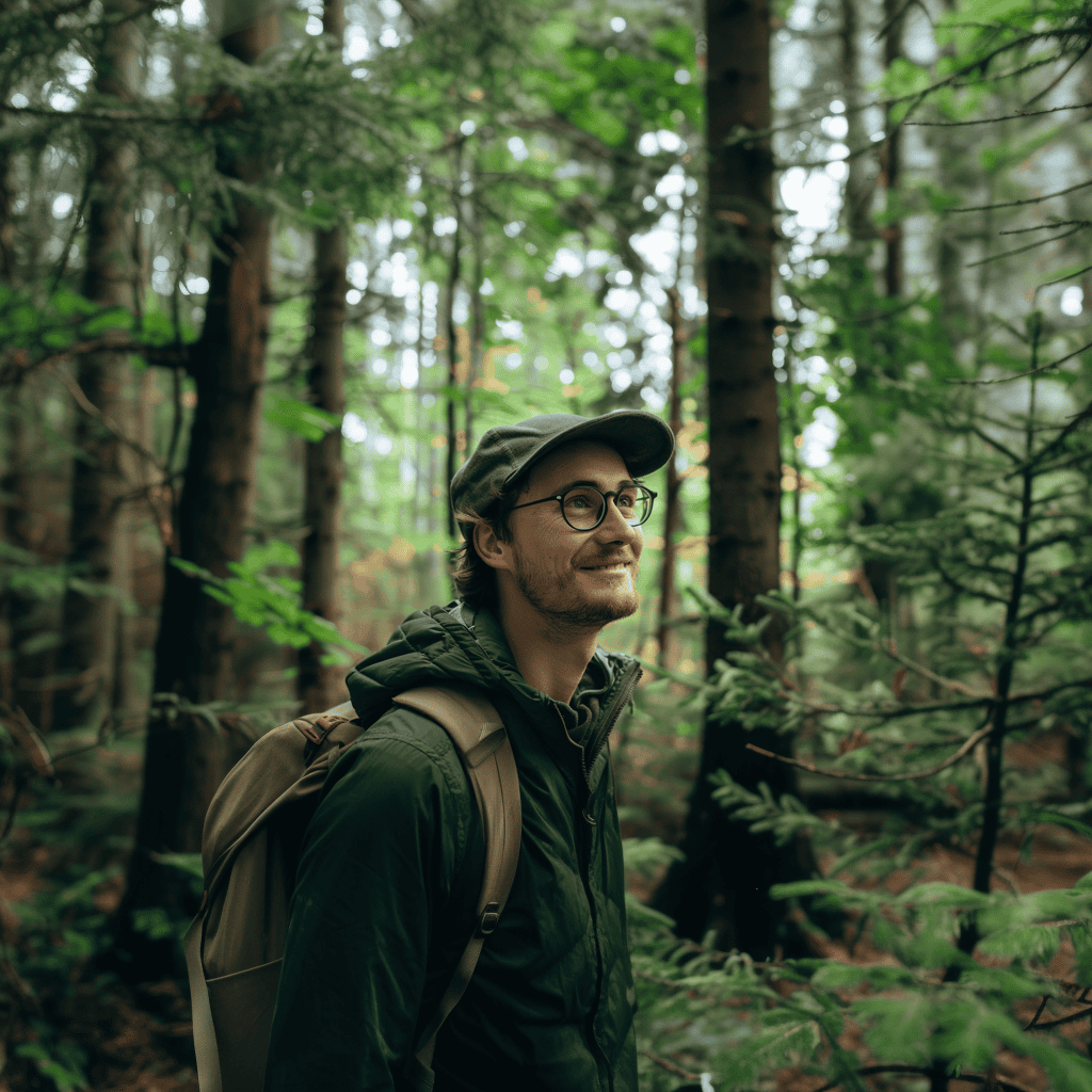a man in a forest